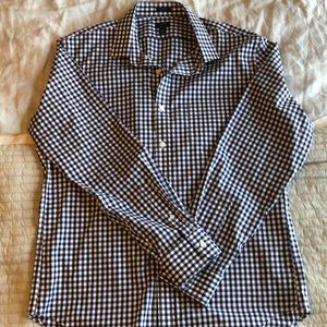 Wrinkle Free Navy Gingham Button Down